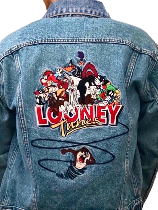 Warner Bros. Other - Vintage 90s Looney Tunes Denim Trucker Jacket Taz WB Studio Store M